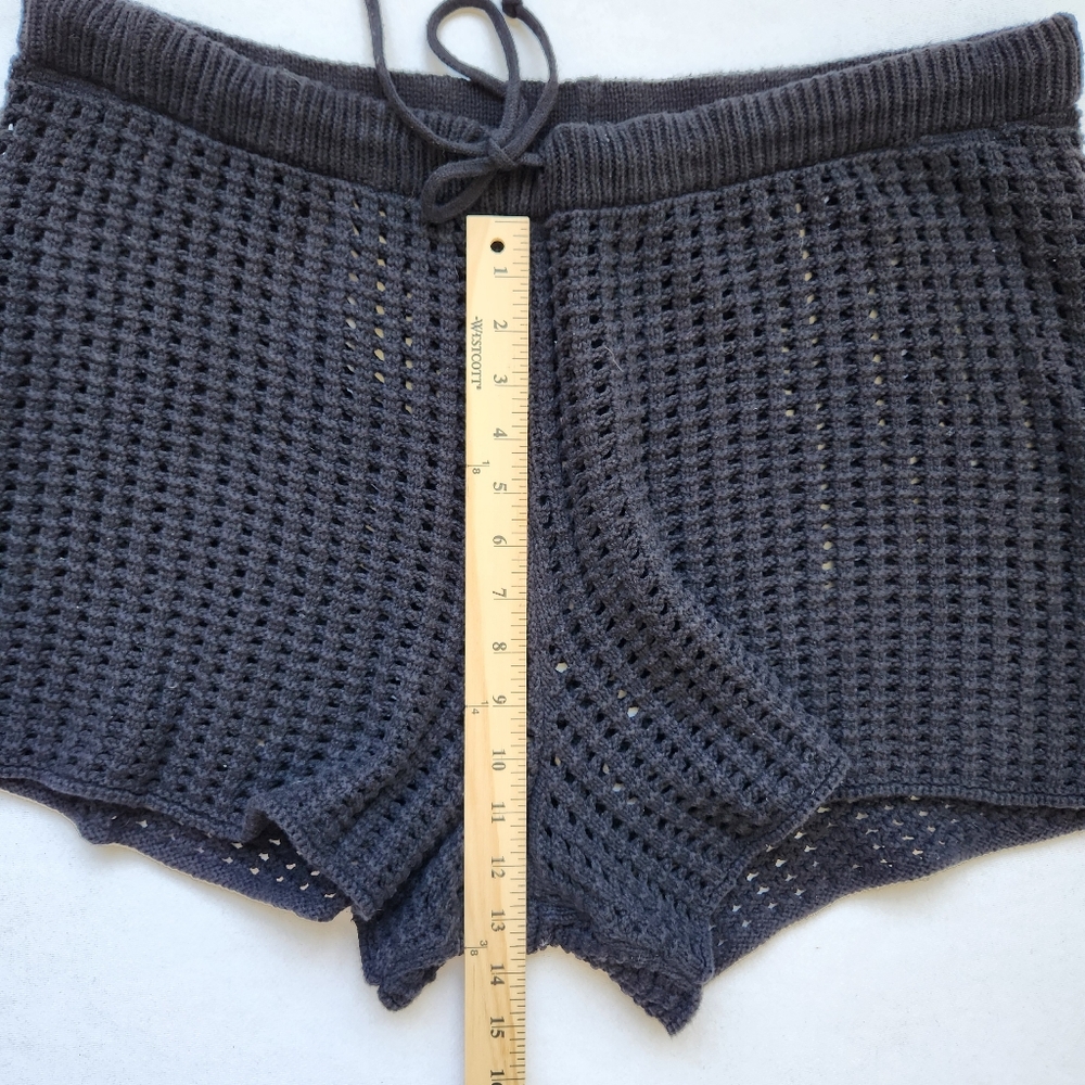 Comfy Crocheted Boho Shorts Black Drawstring Tie Beach Pool Lounge Cute XXL - Picture 12 of 13
